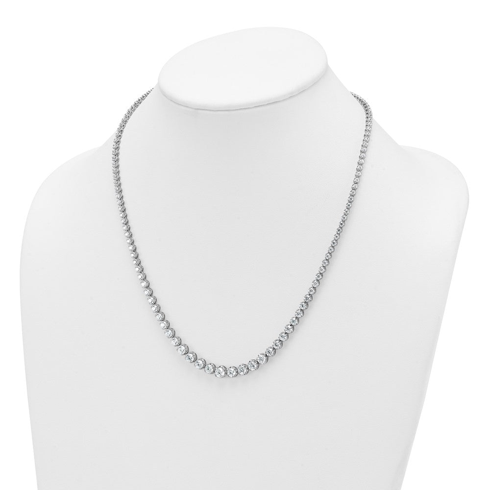 14K White Gold 11 1/15 carat Lab Grown Diamond VS+ F+ Complete Round 20 Inch Graduated Tennis Necklace
