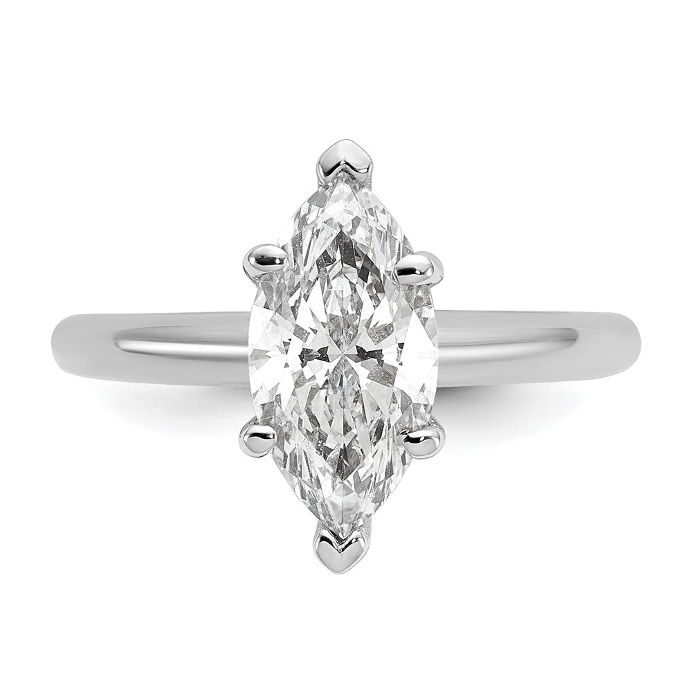 14K White Gold 2 carat Lab Grown Diamond VS+ F+ Marquise Solitaire Complete Engagement Ring