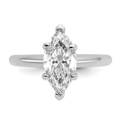 14K White Gold 2 carat Lab Grown Diamond VS+ F+ Marquise Solitaire Complete Engagement Ring