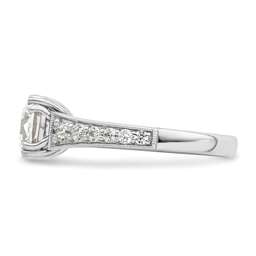 14K White Gold (Holds 2 carat (8.2mm) Round Center) 3/8 carat Diamond Semi-Mount Engagement Ring