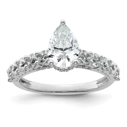 14K White Gold 2 carat Lab Grown Diamond VS/SI+ G+ Pear Complete Engagement Ring