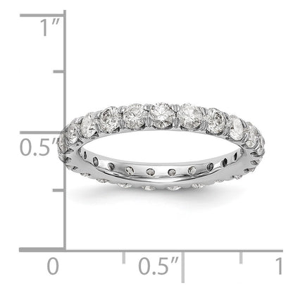 14K White Gold Polished Size 7 U-Shared Prong 2 carat Diamond Complete Eternity Wedding Band Ring