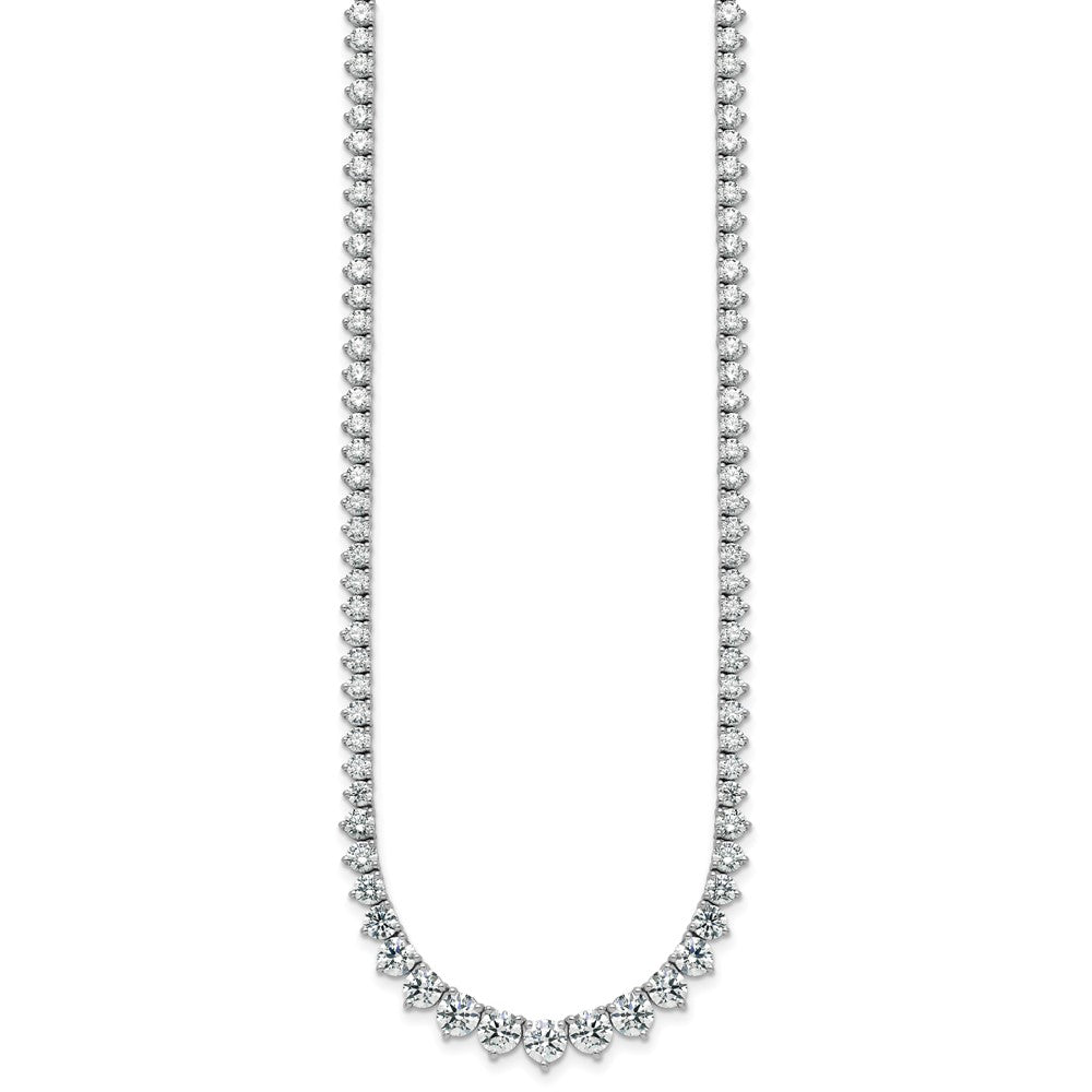 14K White Gold 11 5/8 carat Lab Grown Diamond VS+ F+ Complete Round 20 Inch Graduated Tennis Necklace