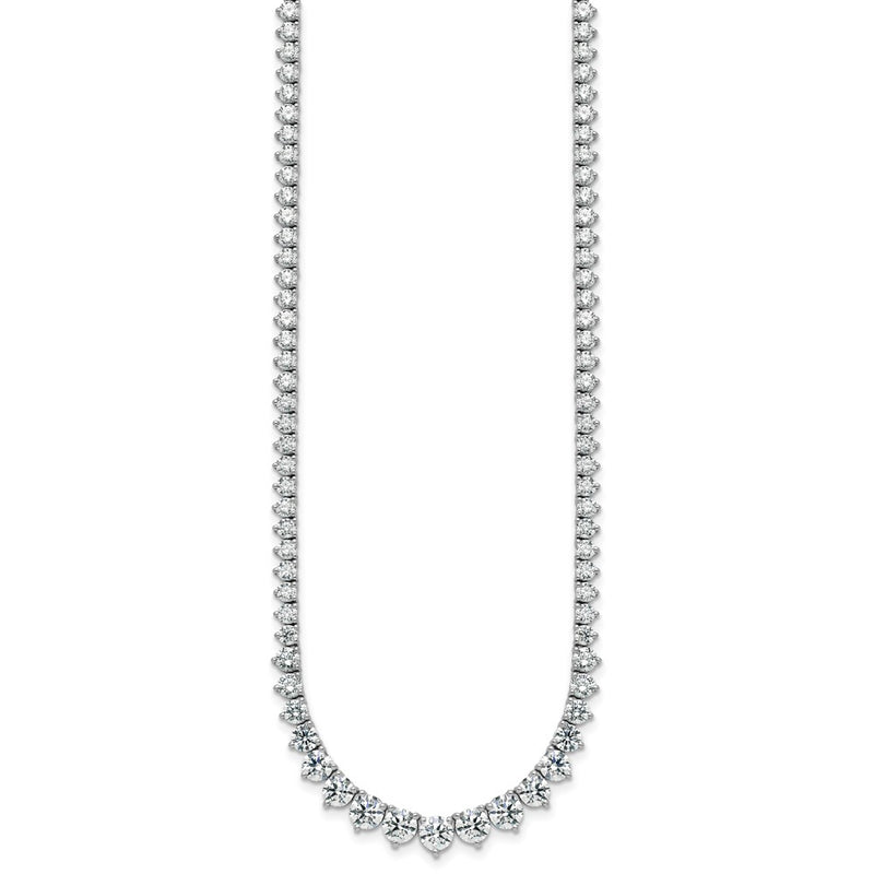 14K White Gold 11 5/8 carat Lab Grown Diamond VS+ F+ Complete Round 20 Inch Graduated Tennis Necklace