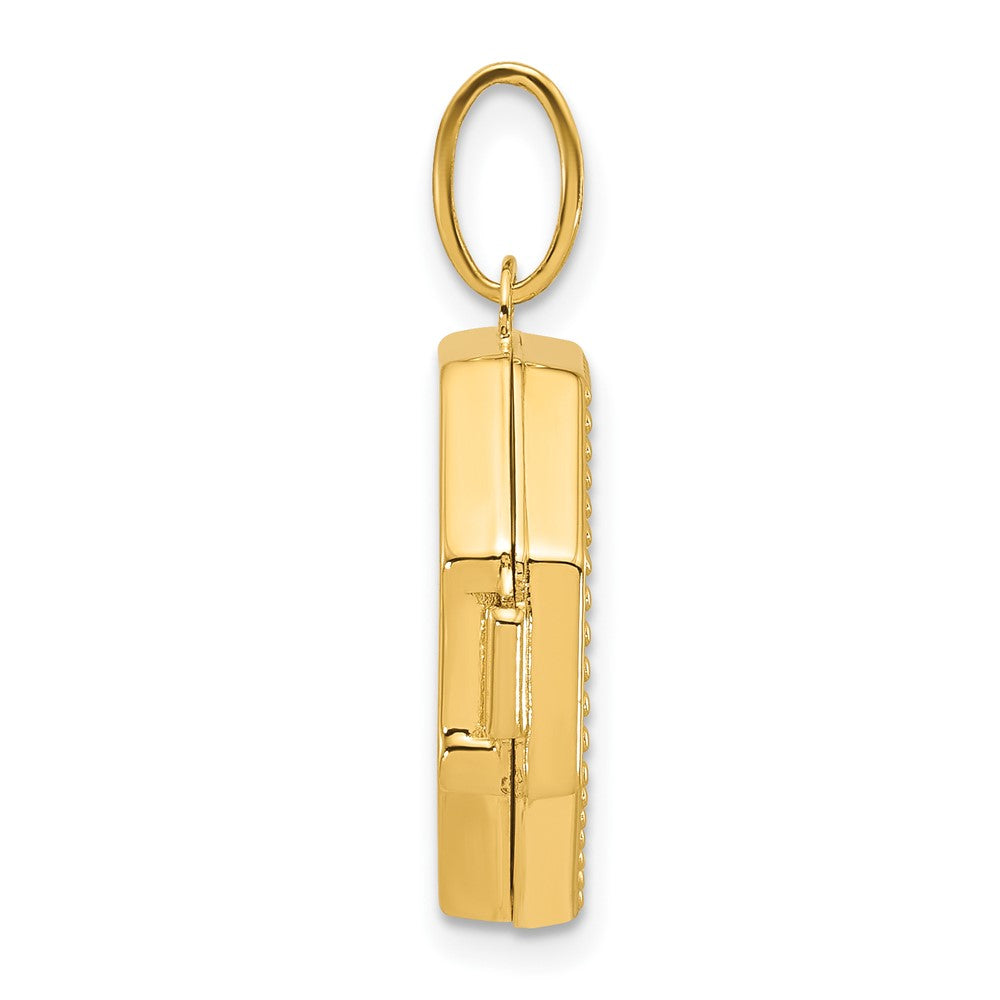 14K Yellow Gold Polished with Beaded Border 18mm Octagon Shaped Locket
