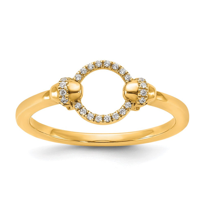 14K Yellow Gold Polished Diamond Open Circle Fashion Ring