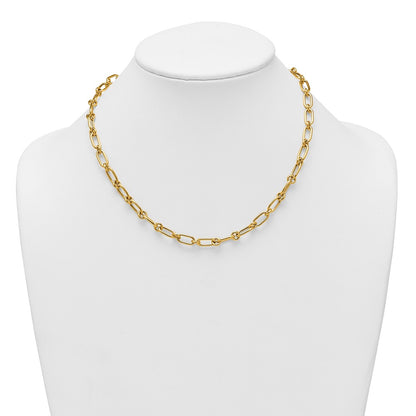 14K Yellow Gold Polished 6mm Oval and Circle Link 18 Inch Necklace