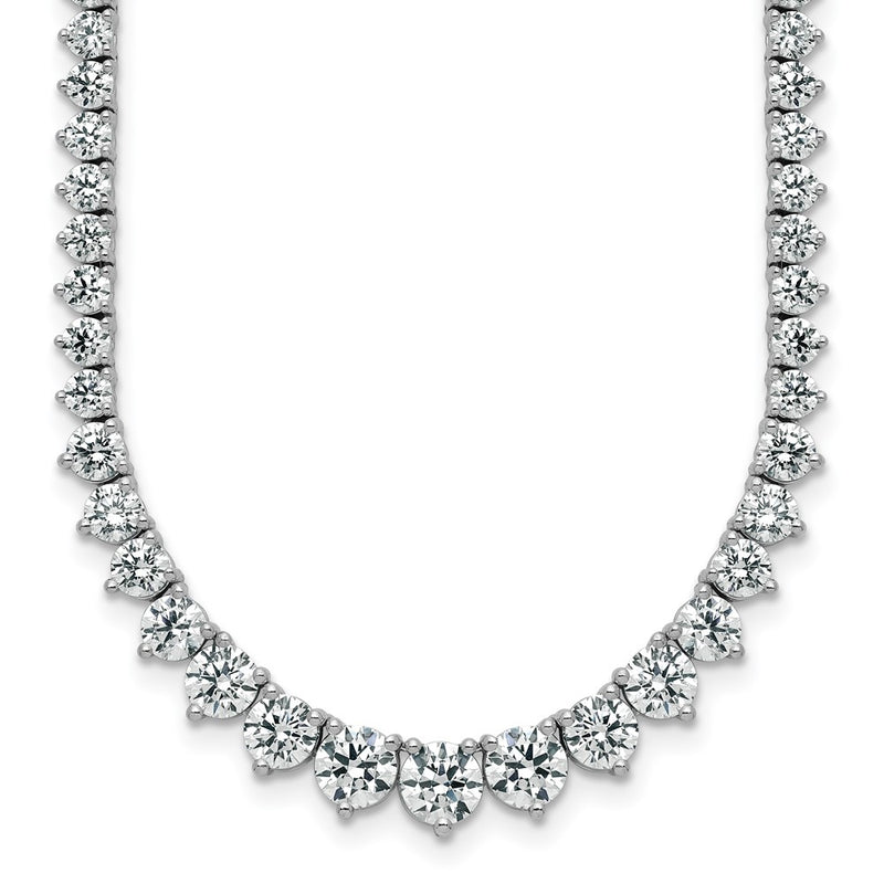 14K White Gold 16 1/3 carat Lab Grown Diamond VS/SI+ G+ Complete Round 18 Inch Graduated Tennis Necklace