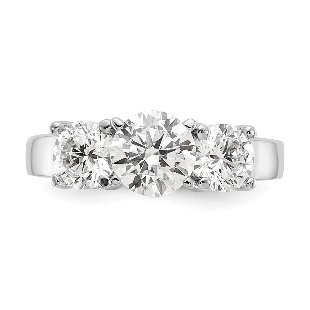 14K White Gold 3-Stone Peg Set Center Semi-mount Diamond Engagement Ring