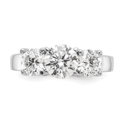14K White Gold 3-Stone Peg Set Center Semi-mount Diamond Engagement Ring