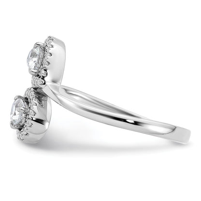 14K White Gold Polished Diamond Pear Bypass Ring