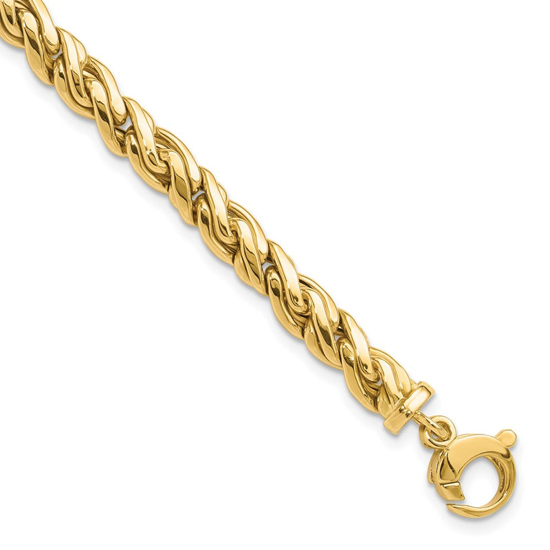 14K Yellow Gold Polished 6.00mm Fancy Twist 8 Inch Bracelet