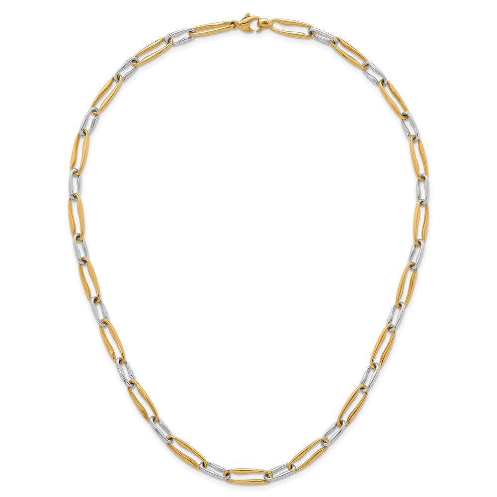 14K Two-Tone Gold Two-tone Polished 5.75mm Fancy Long Link 18 Inch Necklace