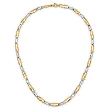 14K Two-Tone Gold Two-tone Polished 5.75mm Fancy Long Link 18 Inch Necklace