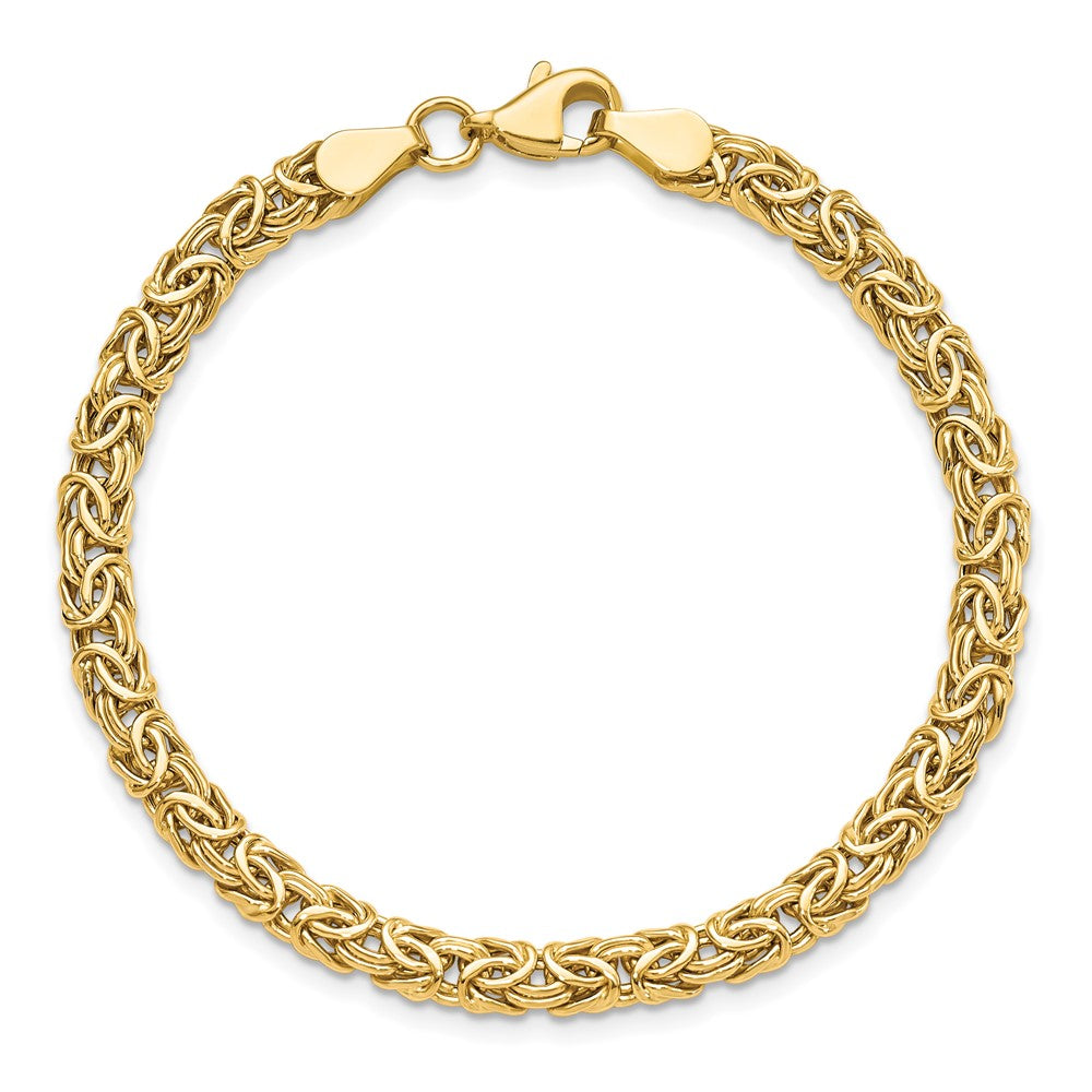 14K Yellow Gold Polished Byzantine 7 Inch Bracelet