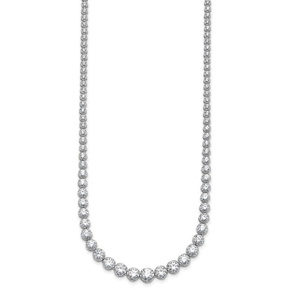 14K White Gold 10 1/20 carat Lab Grown Diamond VS+ F+ Complete Round 16 Inch Graduated Tennis Necklace