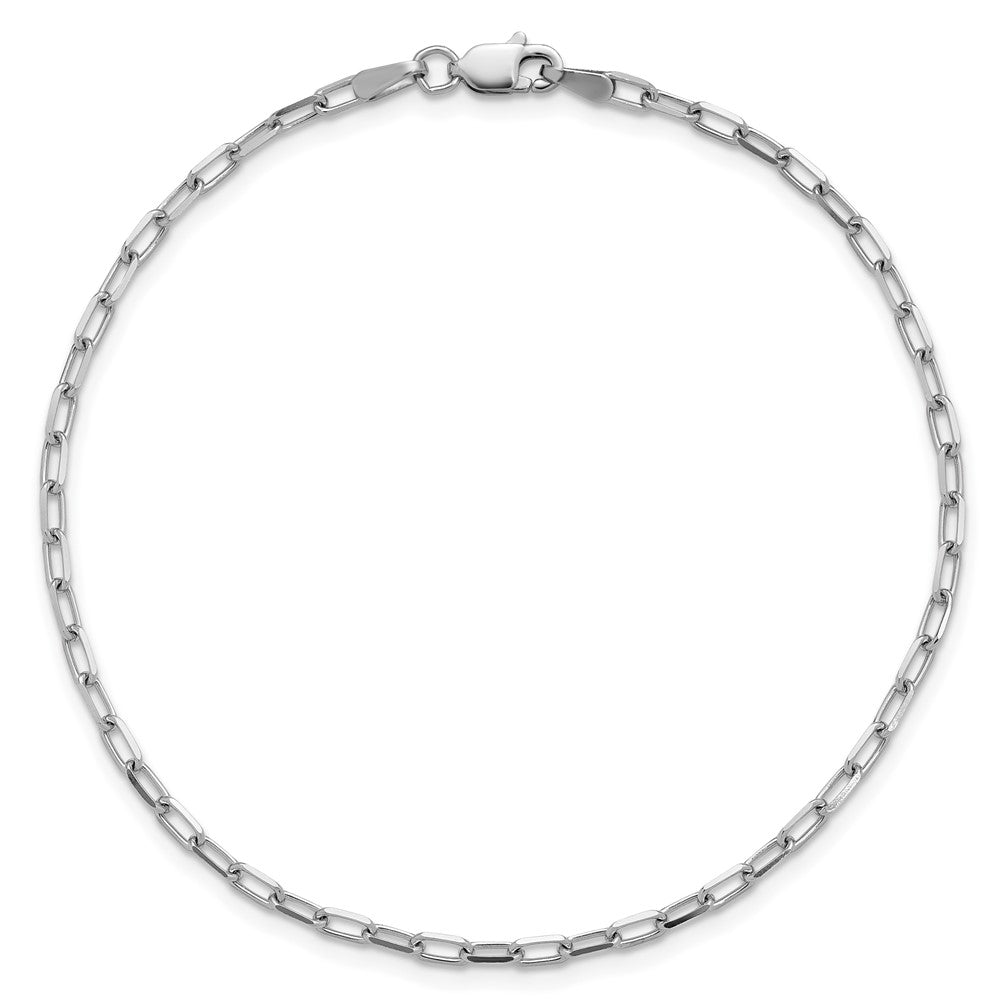 14K White Gold 2.1mm Solid Beveled Paperclip 10 Inch Chain