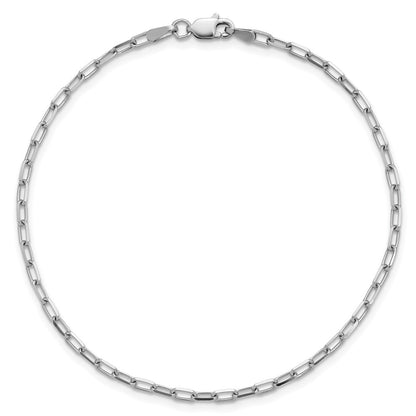14K White Gold 2.1mm Solid Beveled Paperclip 10 Inch Chain