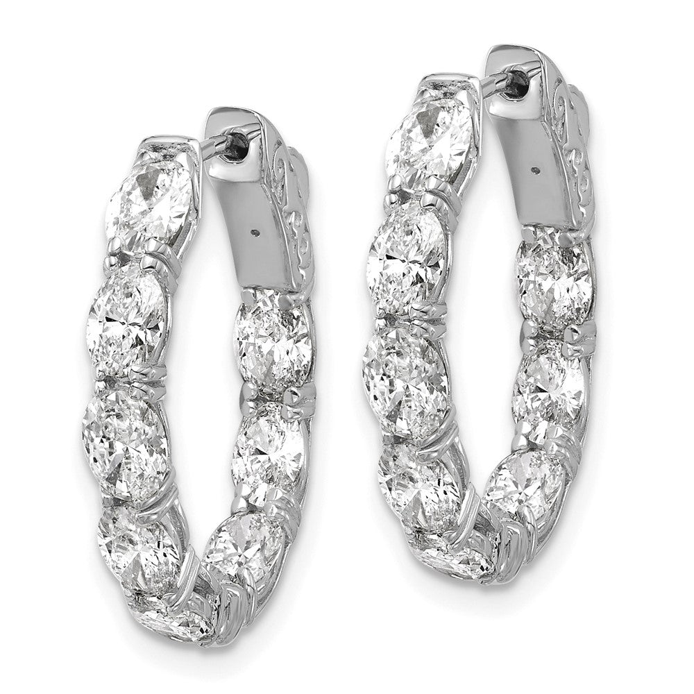 14K White Gold Certified 5x3 Oval Lab Grown VS/SI FGH Diamond Inside/Outside Hoop Ear