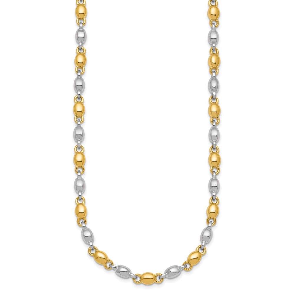14K Two-Tone Gold Two Tone Polished 5.25mm Round Fancy Link 18 Inch Necklace
