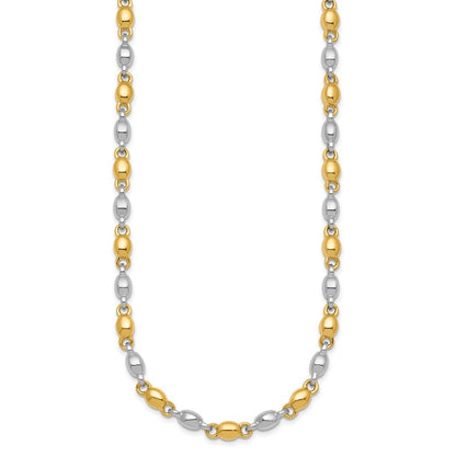 14K Two-Tone Gold Two Tone Polished 5.25mm Round Fancy Link 18 Inch Necklace