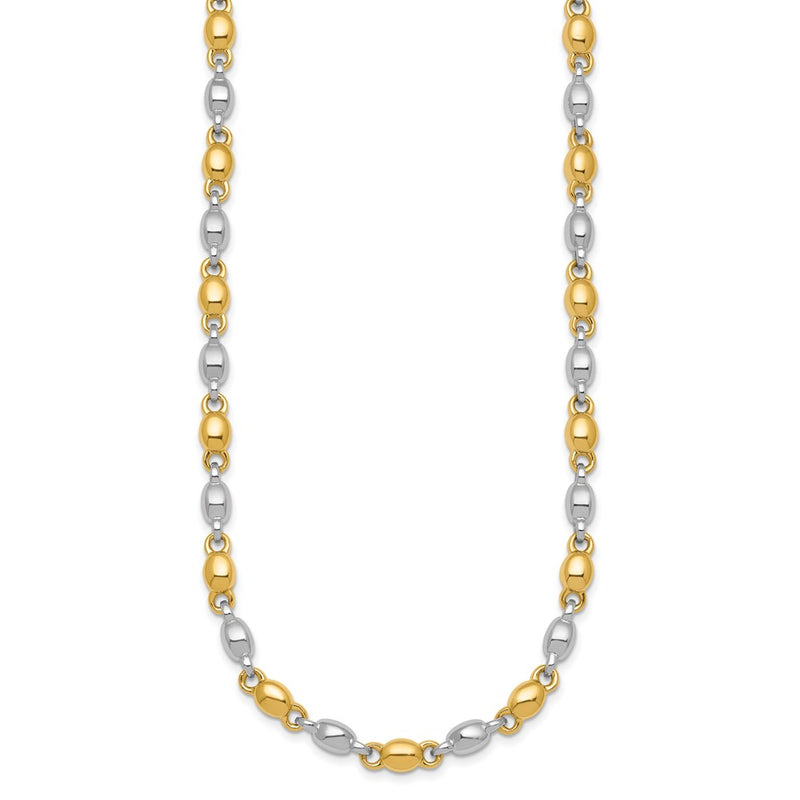14K Two-Tone Gold Two Tone Polished 5.25mm Round Fancy Link 18 Inch Necklace