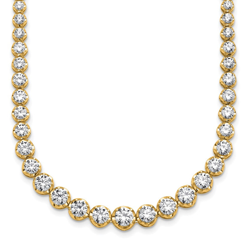 14K Yellow Gold 10 1/2 carat Certified Lab Grown Diamond VS/SI+ G+ Complete Round 16 Inch Graduated Tennis Necklace