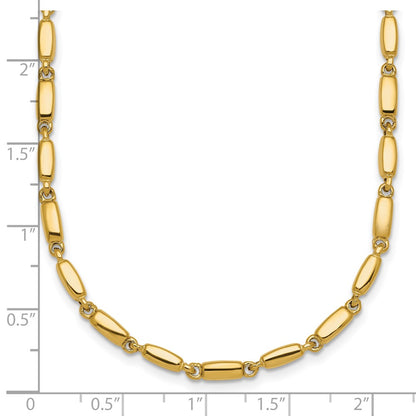 14K Yellow Gold Polished 3mm Fancy Bar Link 18 Inch Necklace