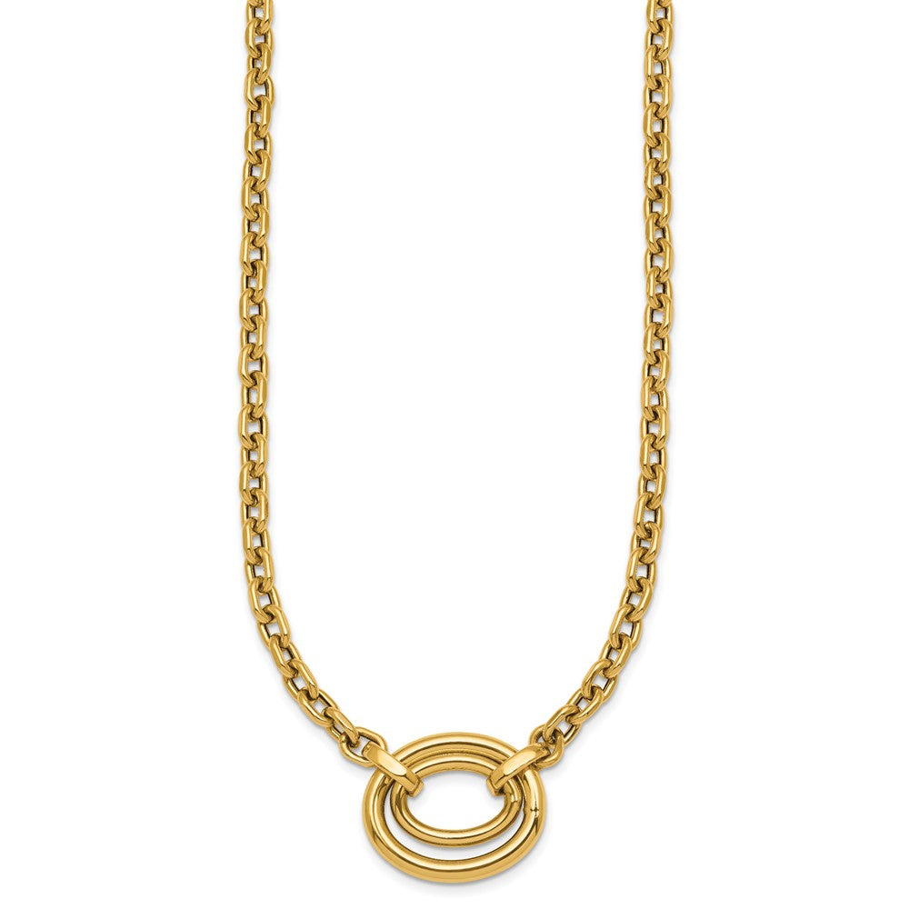 14K Yellow Gold Polished Double Oval 17.5 Inch Fancy Necklace Plus 0.5 Inch Extender