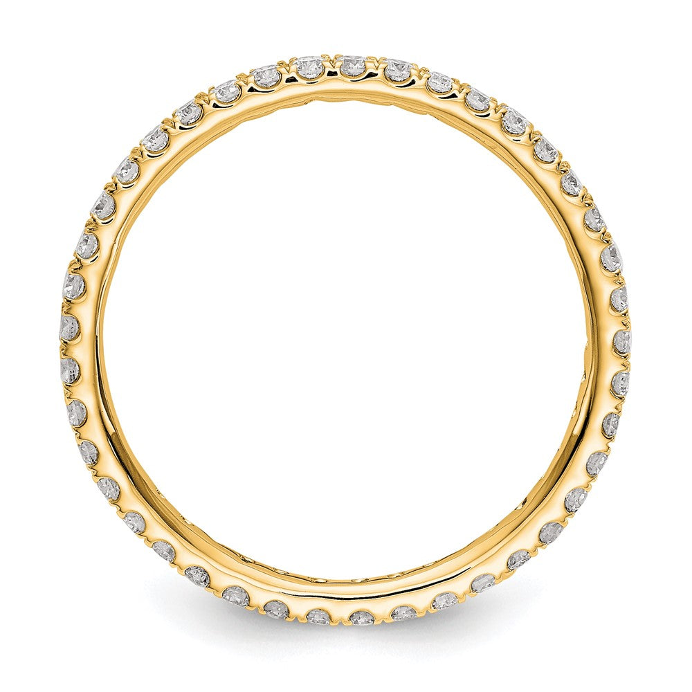 14K Yellow Gold Polished Size 7.5 U-Shared Prong 1/2 carat Diamond Complete Eternity Wedding Band Ring