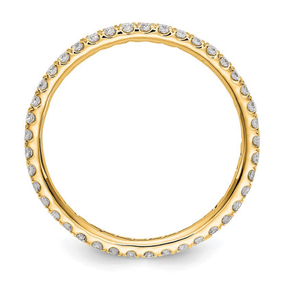 14K Yellow Gold Polished Size 7.5 U-Shared Prong 1/2 carat Diamond Complete Eternity Wedding Band Ring