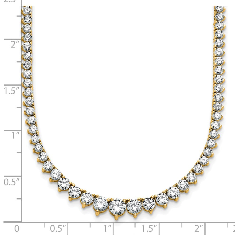 14K Yellow Gold 10 1/10 carat Lab Grown Diamond VS+ F+ Complete Round 16 Inch Graduated Tennis Necklace