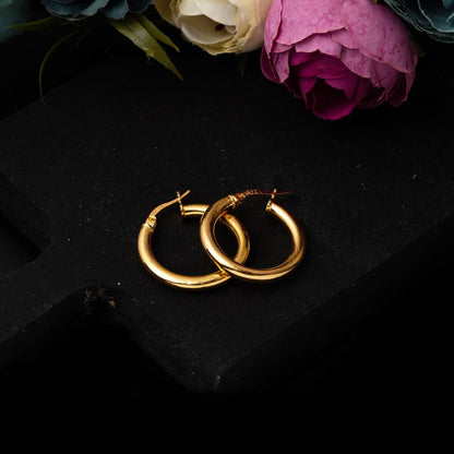 22K Green Gold Classic 2 cm Diameter Hoop Earrings