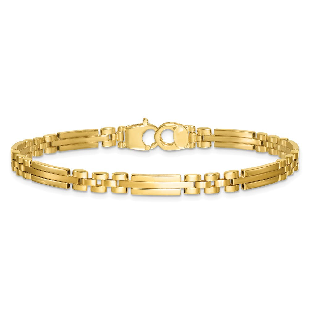 14K Yellow Gold Polished and Brushed 5mm Fancy Multi Link 8 Inch Bracelet