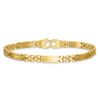 14K Yellow Gold Polished and Brushed 5mm Fancy Multi Link 8 Inch Bracelet