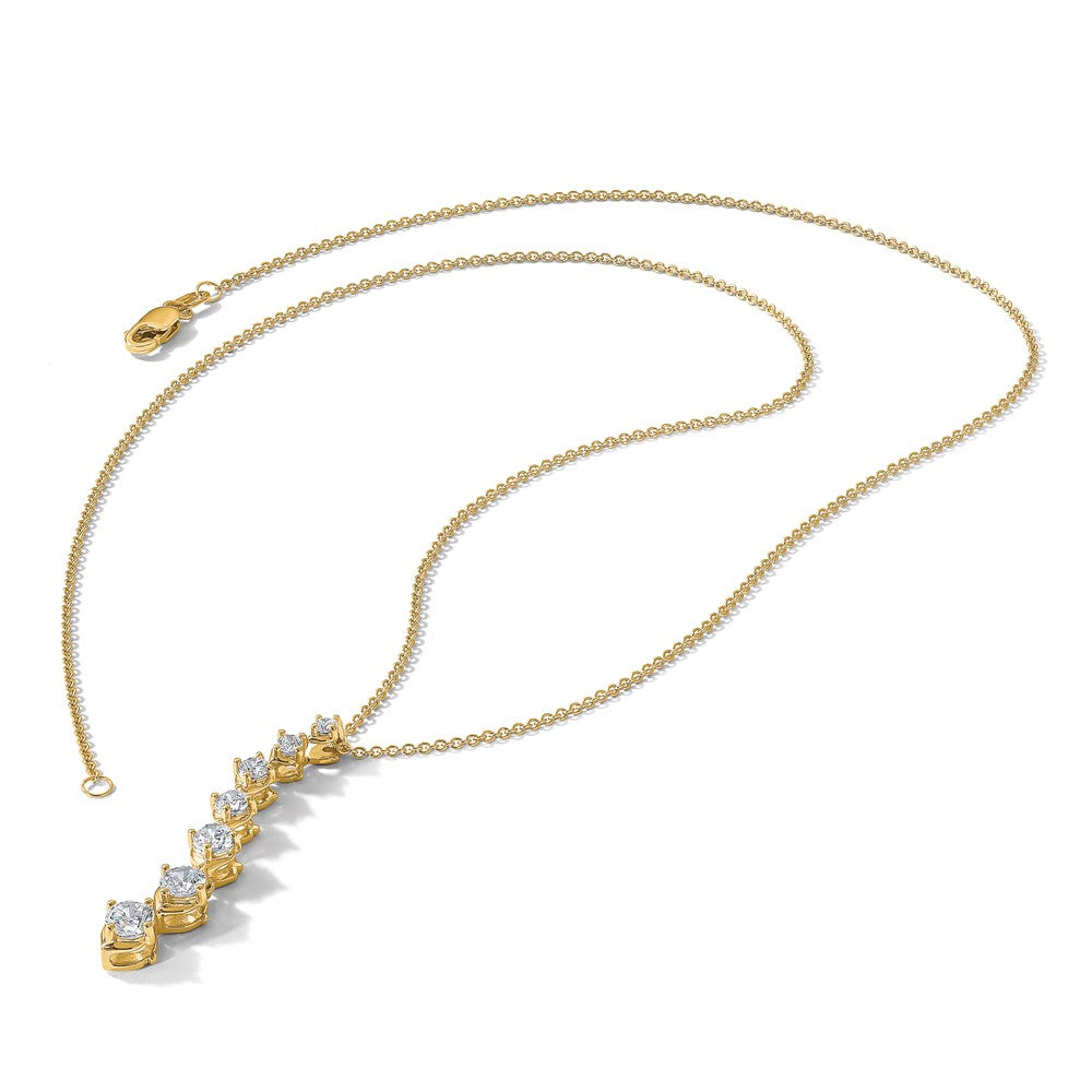 14K Yellow Gold Polished 1 carat Diamond Circle 18 Inch Necklace