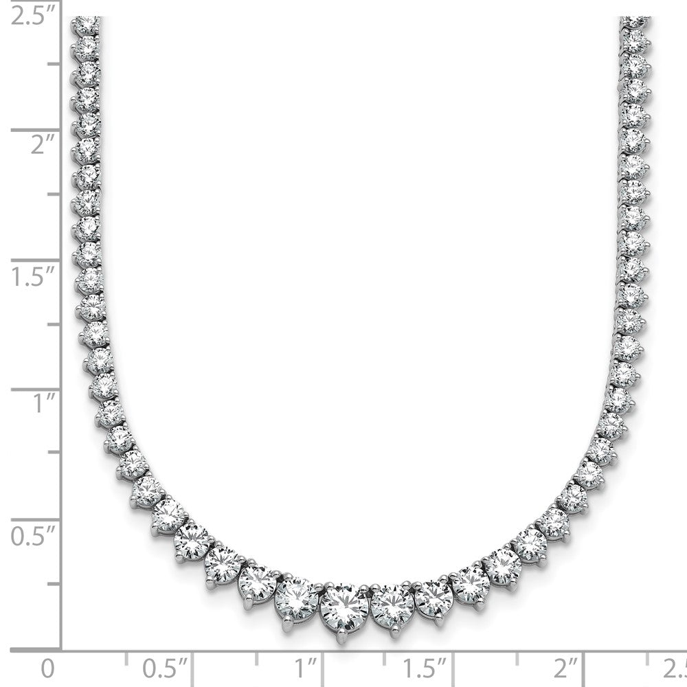 14K White Gold 10 1/10 carat Lab Grown Diamond VS+ F+ Complete Round 16 Inch Graduated Tennis Necklace