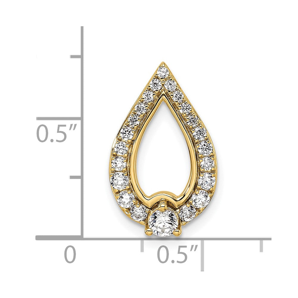 14K Yellow Gold Polished 1/2 carat Diamond Teardrop Chain Slide