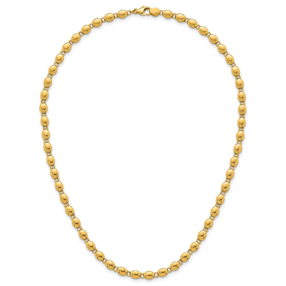 14K Yellow Gold Polished 5.25mm Round Fancy Beaded 18 Inch Necklace
