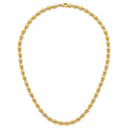 14K Yellow Gold Polished 5.25mm Round Fancy Beaded 18 Inch Necklace