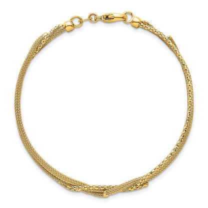 14K Yellow Gold Textured Woven Mesh Fancy Chain Bracelet