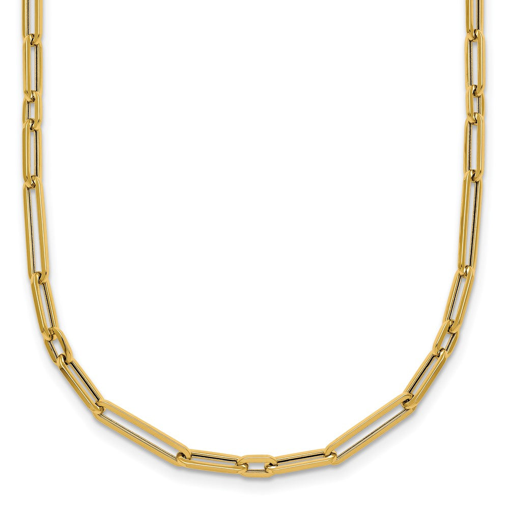 14K Yellow Gold Polished 2.9mm Fancy Long and Short Paperclip Link 17 Inch Necklace
