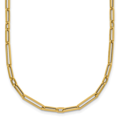 14K Yellow Gold Polished 2.9mm Fancy Long and Short Paperclip Link 17 Inch Necklace