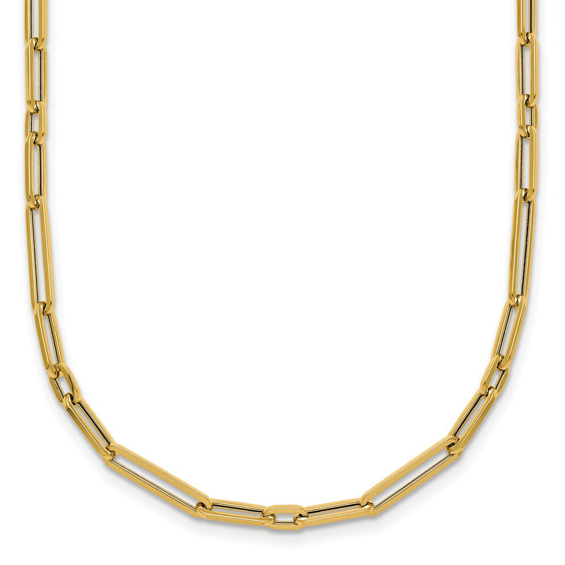 14K Yellow Gold Polished 2.9mm Fancy Long and Short Paperclip Link 17 Inch Necklace