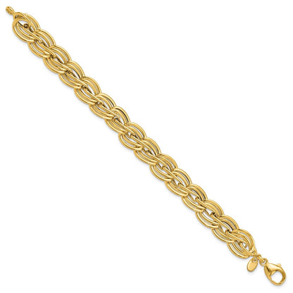 14K Yellow Gold Polished 12mm Fancy Link Chain Bracelet