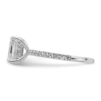 14K White Gold 2 carat Certified Lab Grown Diamond VS+ F+ Emerald Complete Solitaire with Flair Engagement Ring