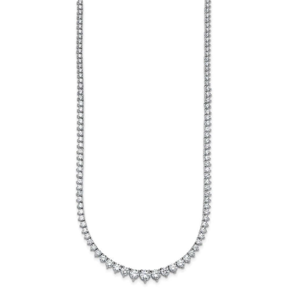 14K White Gold 10 7/8 carat Lab Grown Diamond VS/SI+ G+ Complete Round 18 Inch Graduated Tennis Necklace