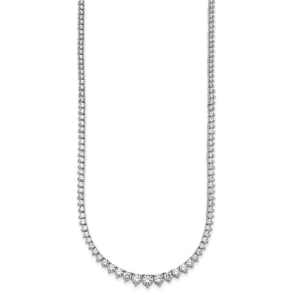 14K White Gold 10 7/8 carat Lab Grown Diamond VS/SI+ G+ Complete Round 18 Inch Graduated Tennis Necklace
