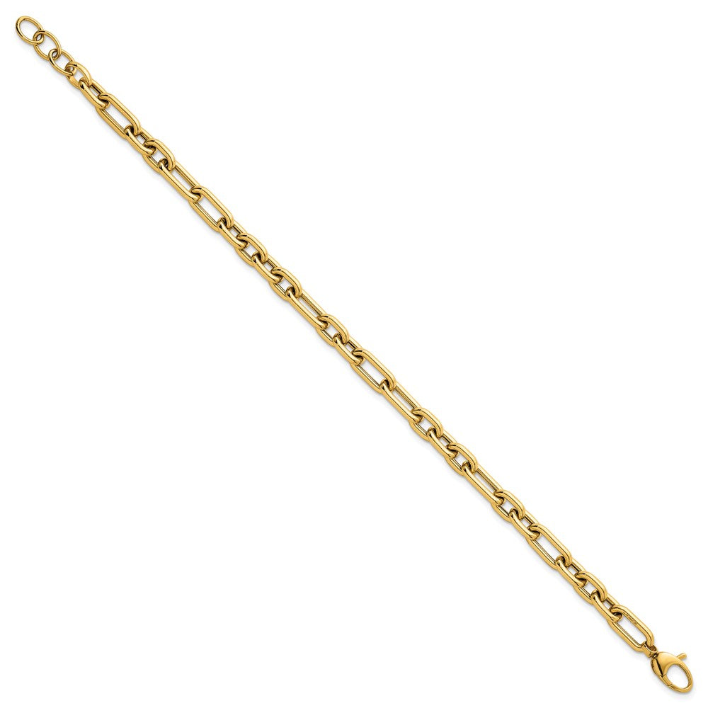 14K Yellow Gold Polished 5.8mm Lightweight Fancy Open Link Chain Bracelet Plus Extender