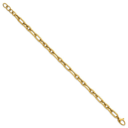 14K Yellow Gold Polished 5.8mm Lightweight Fancy Open Link Chain Bracelet Plus Extender